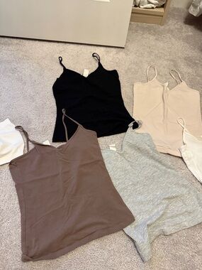 H&M Women's Spaghetti Strap Camisole Set - Black, Brown, Gray, Cream